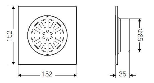 Pd-3148 Bathroom Accessories 152mm*152mm Stainless Steel Floor Drain