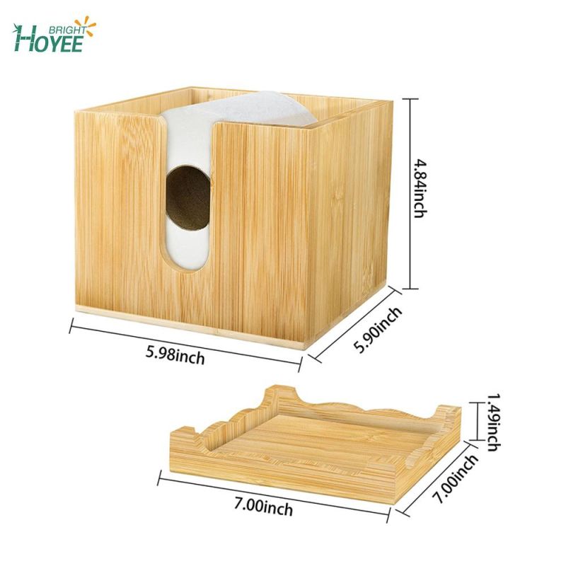 Bamboo Bathroom Toilet Tissue Holder Organizer Box for Toilet Paper Storage