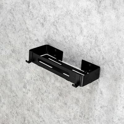 Punch-Free 304 Stainless Steel Bathroom Wall Hanging Storage Rack Matte Black Bathroom Shelf Black Bathroom Accessories