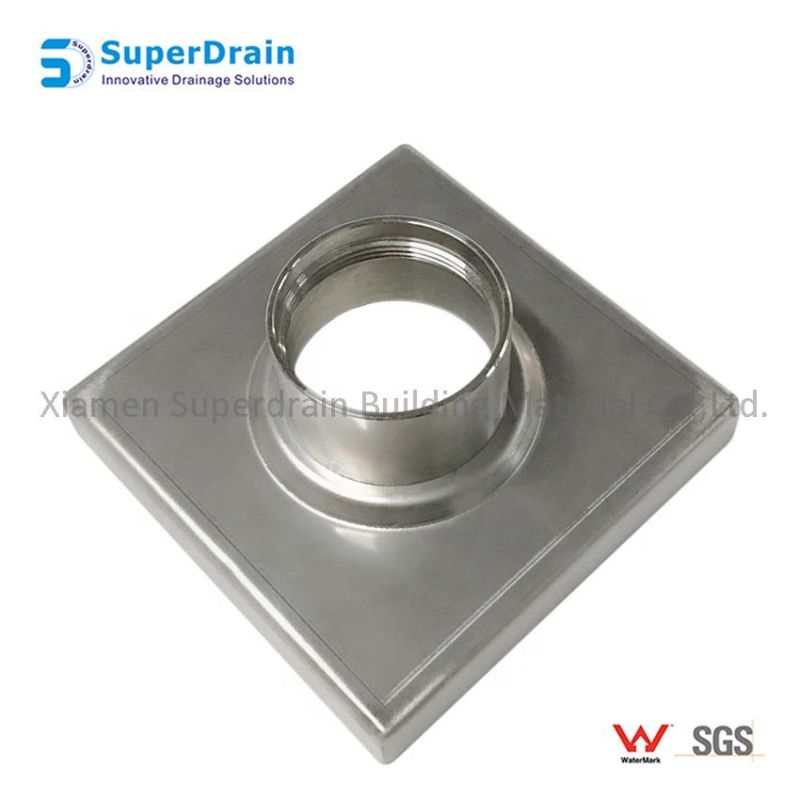 Stainless Steel Square Shower Floor Drain with Tile Insert Invisible Grate Cover Strainer Brushed Bathroom Drainer