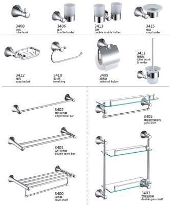 Hot-Selling Wall Mounted Aluminum Stainless Steel Brass Bathroom Accessories Hardware Set in Black Chrome Golden