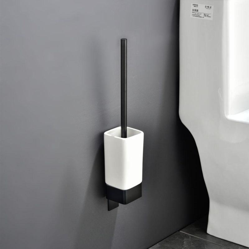 Toilet Brush Holder Black Toilet Bowl Brush Holder Wall Mount Square for Bathroom