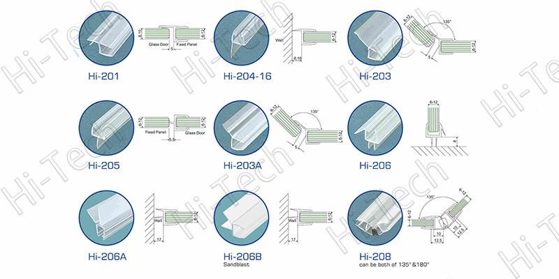 Hi-210A PVC Fittings 6-12mm Glass Aluminum Waterproof Shower Door Seal Sealing Strip