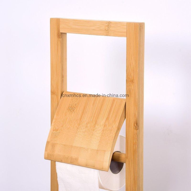 Wholesale Bamboo Wood Toilet Paper Holder Stand Toilet Roll Holder with Storage Box Bathroom Set Bathroom Accessories