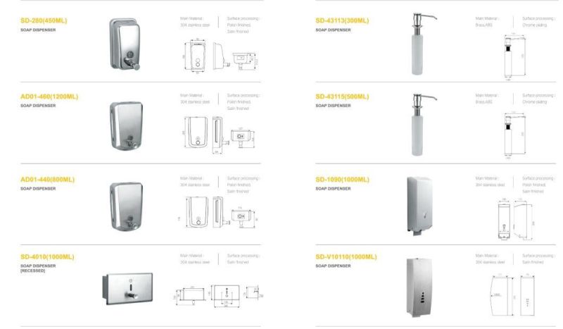 Wholesale Stainless Steel Wall Mounted Manual Sanitizer Dispenser Hand Liquid Soap Dispenser