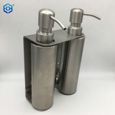 Stainless Steel Wall Mounted Double Pump Soap Dispenser for Bathroom