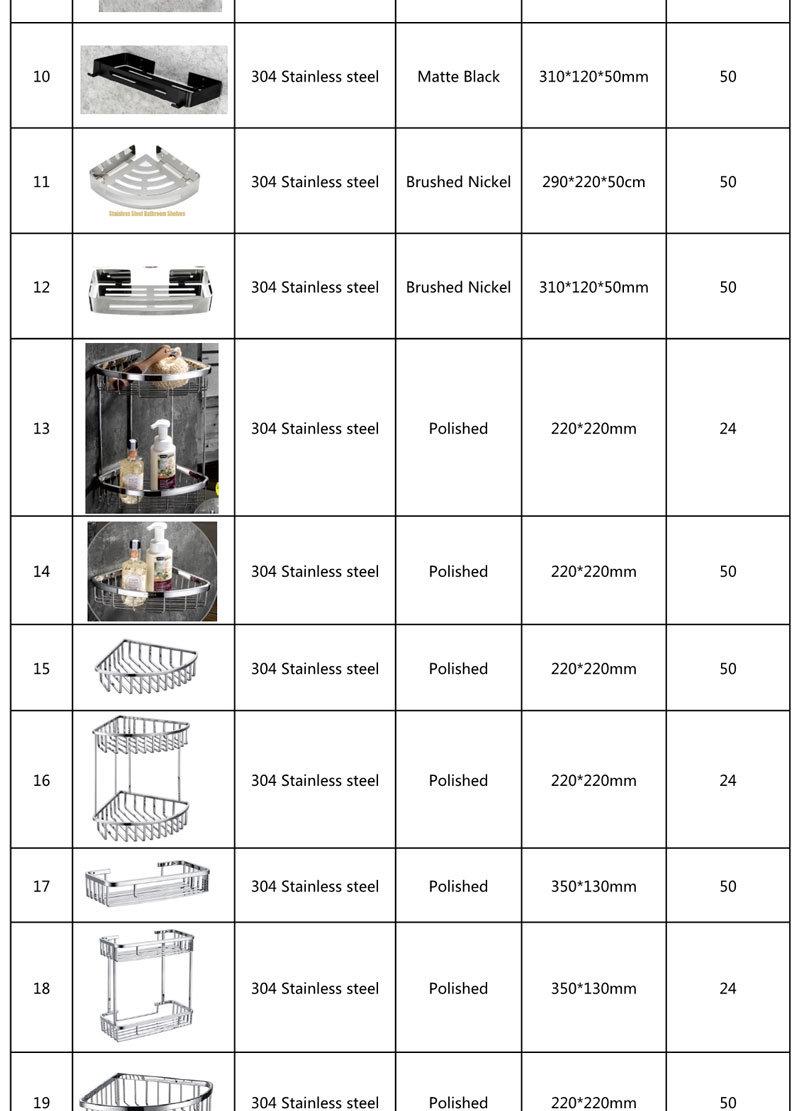 Matte Black 304 Stainless Steel Corner Shower Shelf SUS304 Rustproof Triangle Bathroom Shower Caddy Basket Storage Organizer Shower Accessories