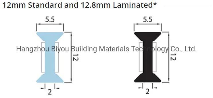 Transparency Glass to Glass Partitioning Polycarbonate Glass Seal 12mm