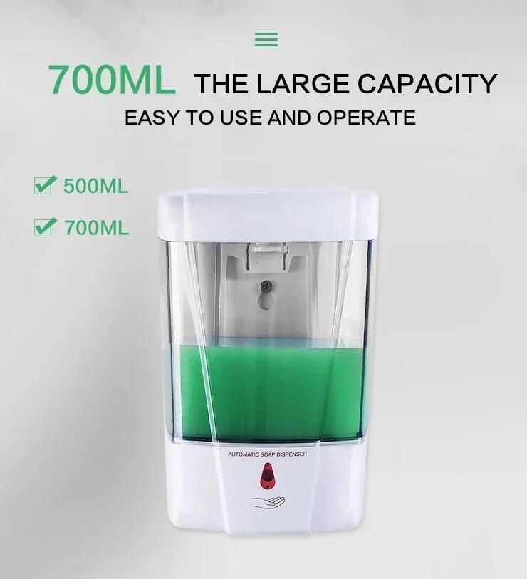 700ml Wall Mount Automatic Dispenser Pump Touch Free Soap Dispenser Lotion Pump Hand Sanitizer Dispenser