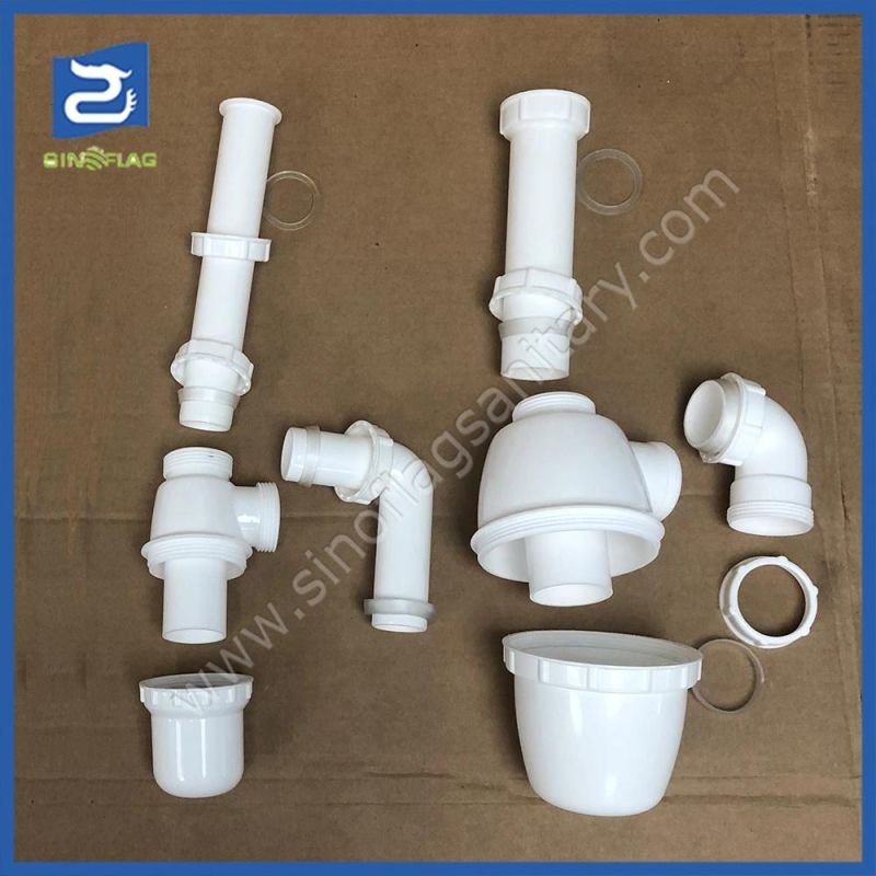1.1/2*DN40 Plastic White Sink Siphon Bottle Trap with Elbow