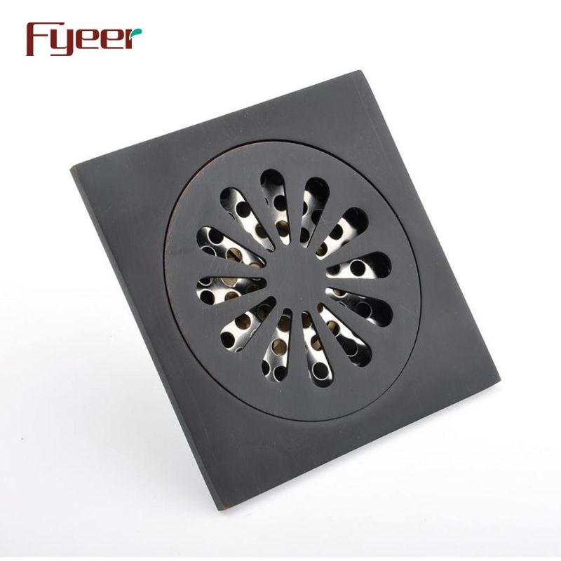 Fyeer Solid Brass Black Floor Drain