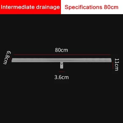 80*6.8cm DN50 Thickened Solid Striped 304 Stainless Steel Floor Drain Shower Room Long Strip Large Displacement Odor Proof Floor Drain