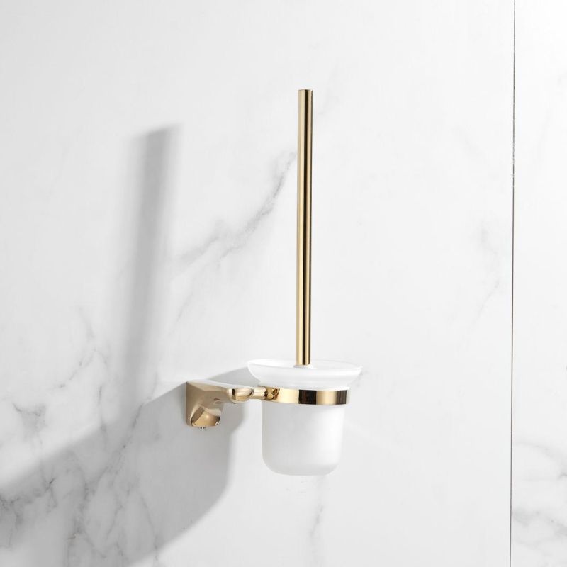 Modern Type of Bathroom Accessories of Golden Plated Toilet Brush Holder