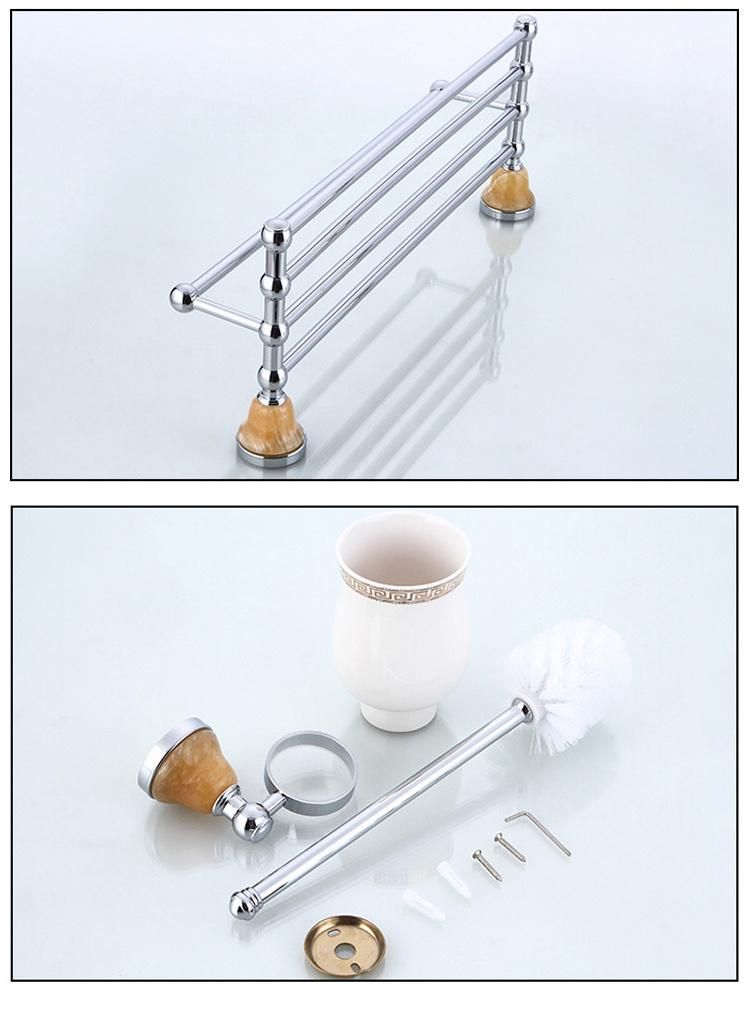 Commercial Hotel Wall Mounted Chrome Plating Marble Decorate Bath Towel Rack Set