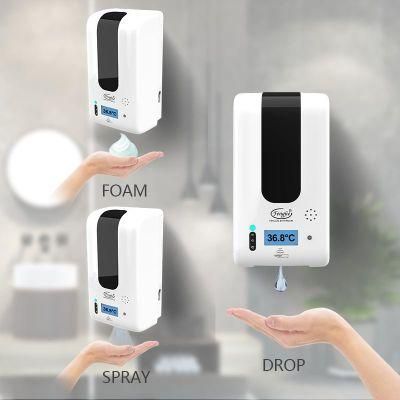 1200ml OEM ODM Commercial School Hotel Hospital Speaker Thermometer Temperature Measurement Foam Gel Spray Automatic Soap Sanitizer Dispenser