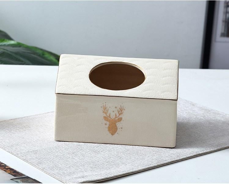 High Grade Ceramic Tissue Box Home Furnishings Fashion Drawer with Cover Bronzing Ceramics Tissue Box