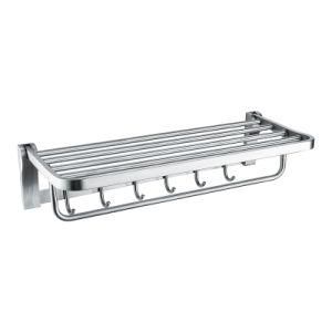 Luolin Stainless Steel 304 Hotel Towel Rack Bathroom Folding Shelf Shower Towel Bar Holder Hanger with Hooks, 91086-5