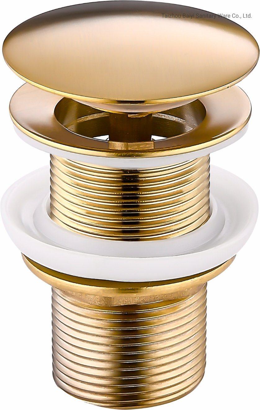 Golden Plating Brass Wash Basin Slotted Waste with Over Flow