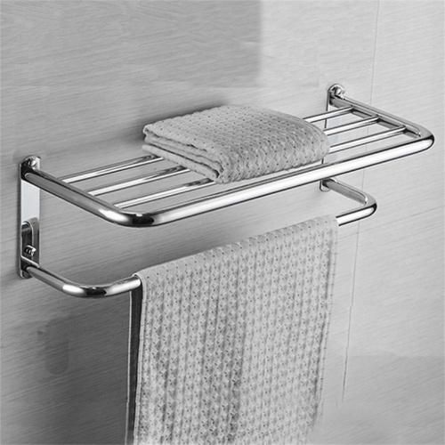 Bathroom Shelf with Towel Bars Stainless Steel Wall Mounting Rack