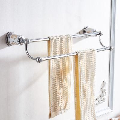 FLG Bathroom Fitting Double Towel Bar Solid Brass Chrome Finished