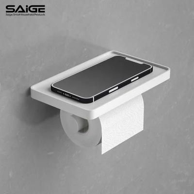 Saige Wall Mounted Toilet Roll Paper Holder with Phone Shelf