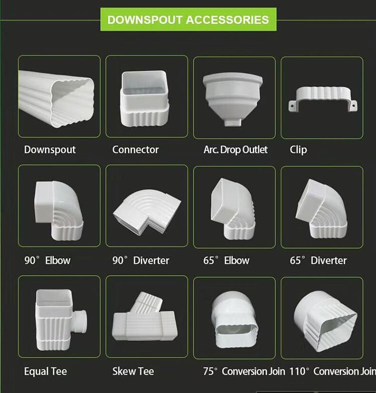 90 Degree Elbow PVC Plastic Rain Gutter Accessories