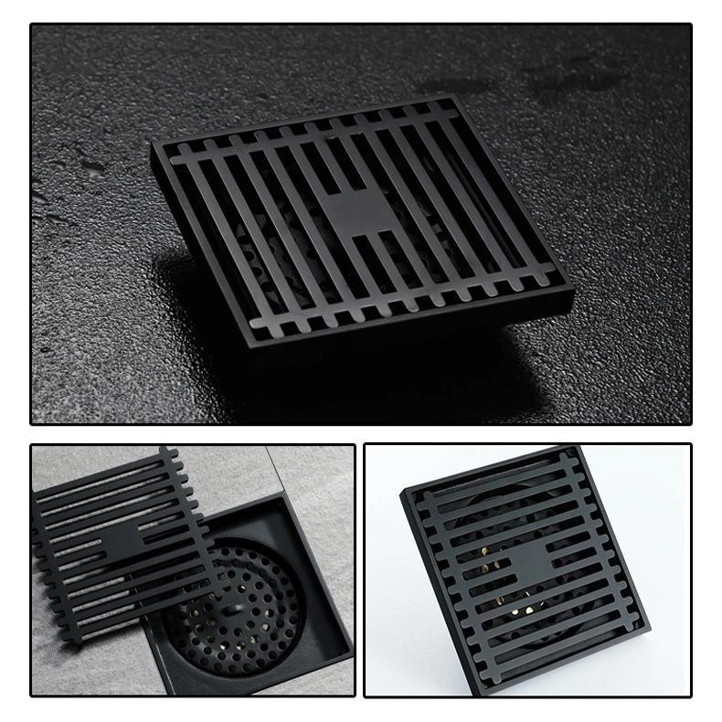 Black Basin Drainer Bathroom Floor Drain Concealed Water Floor Drainer
