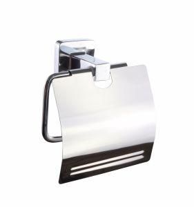 Zinc Alloy Wall Mounted Chrome Square Paper Holder with Lid