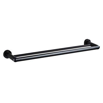 Yundoom OEM High Quality Bathroom Towel Rack 2 Bar Hot Sale Luxurious Towel Wall Mounted Brass Cool Black Style Simple Modern Type Holder