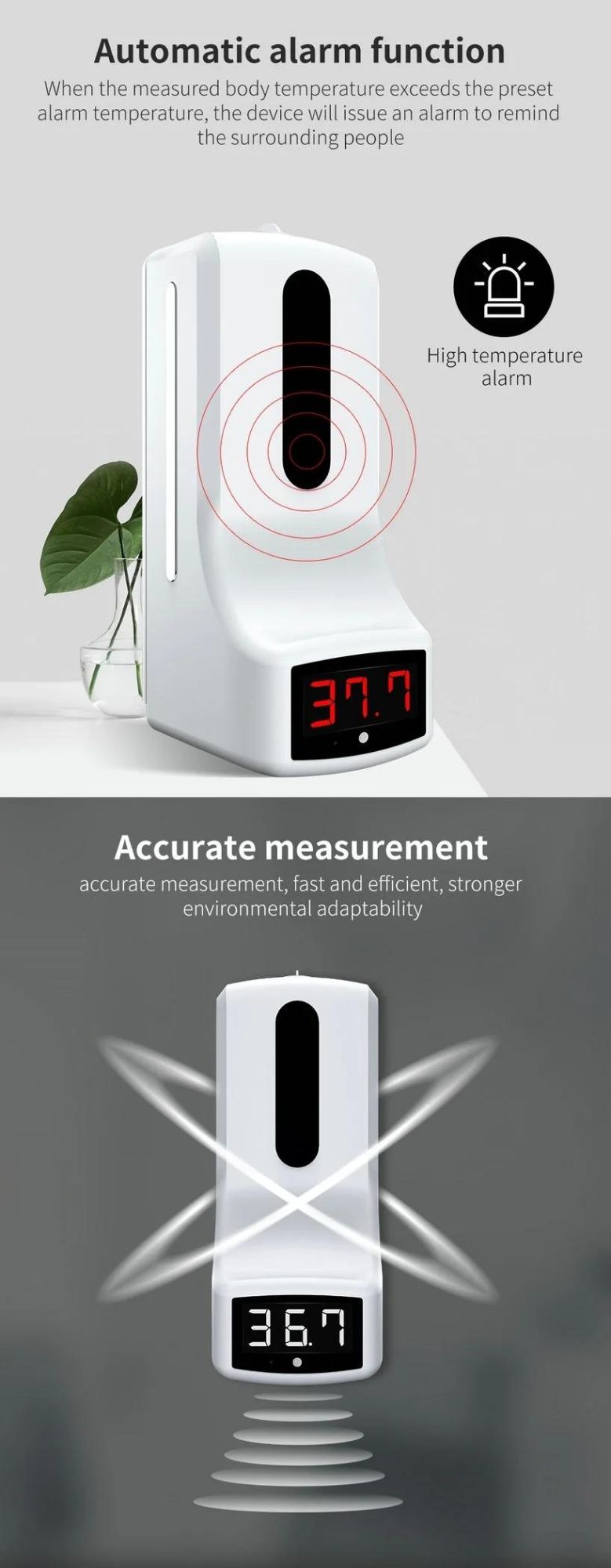 2 in 1 Thermometer Soap Dispenser Measurement Integrated Disinfection Automatic Liquid Dispense Soap Dispenser