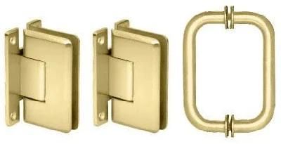 Polished Brass Cologne Shower Pull and Hinge Set