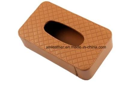 Custom Fashion PU Leather Tissue Paper Holder Box for Car Used