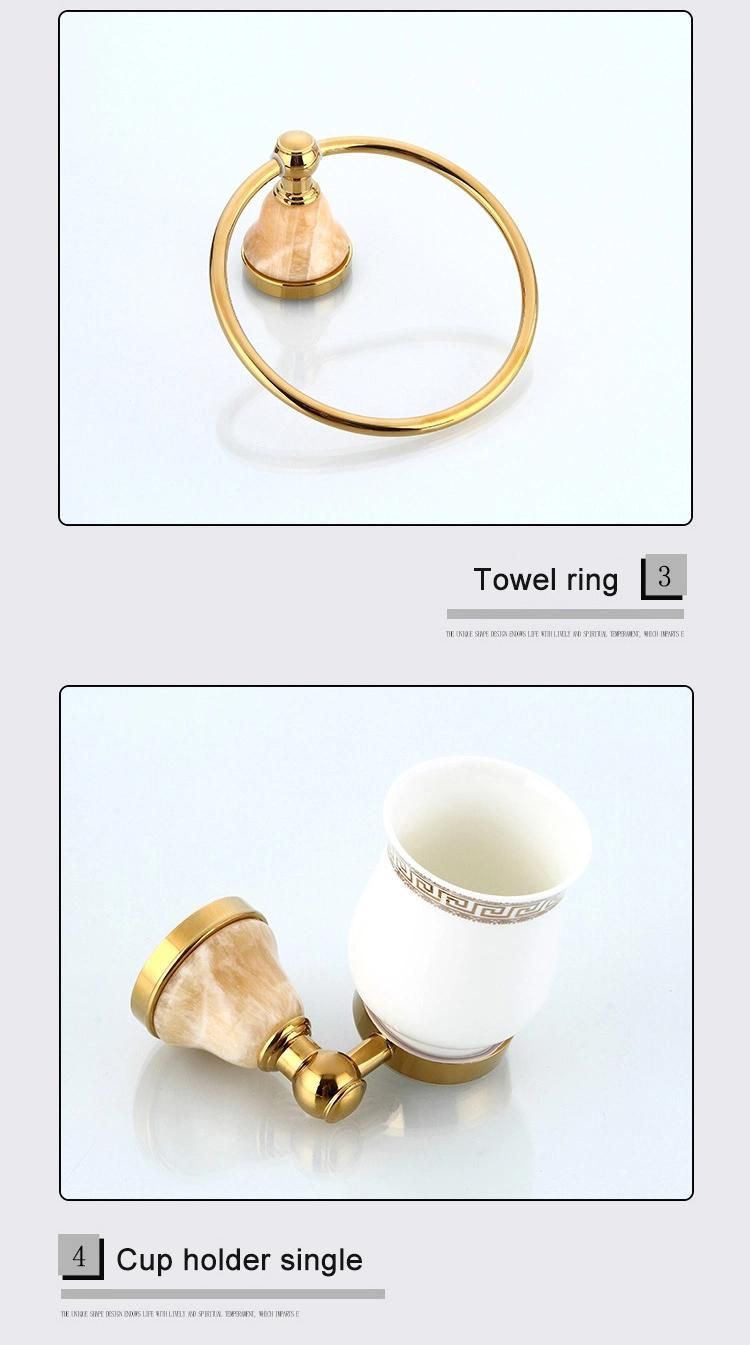 Polished Gold Marble Decorate Bath Towel Rack Wall Mounted Elegant Hotel Metal Towel Rack