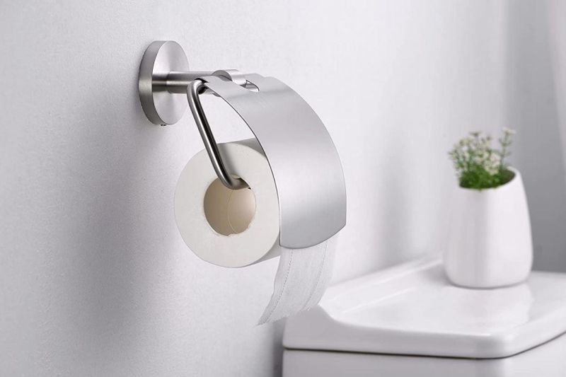 Wall Mount Toilet Paper Holder with Cover Modern Rust Free Tissue Roll