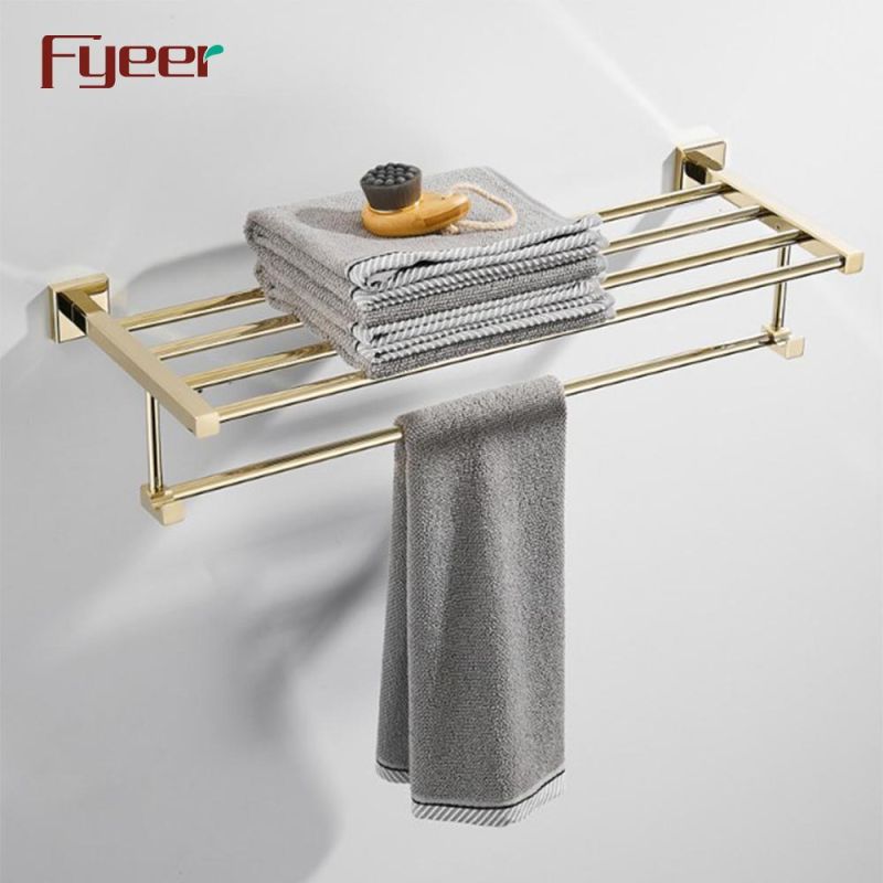 Fyeer Gold Plated Solid Brass Bathroom Accessory Set