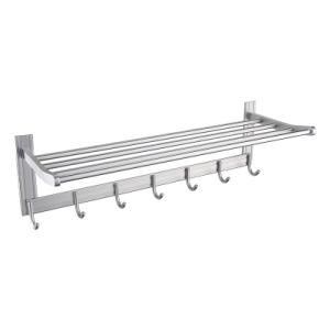 Luolin Aluminum Hotel Towel Rack Bathroom Shelf Shower Towel Bar Organizer Shower Bath with Extra Hooks, Anodized 92511-17