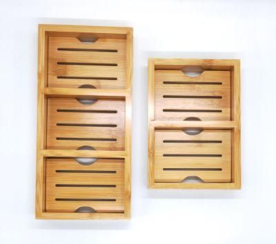 Wooden Bamboo Soap Dish for 2 &amp; 3 Soaps