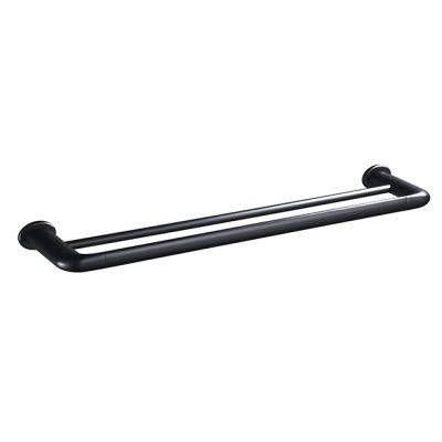 Wall Mounted Brass Matt Black Bathroom Accessories Double Towel Bar (NC6583-MB)