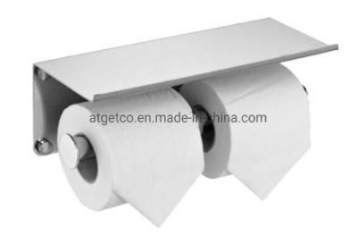 Big Sale As01-A022W Bathroom Accessories Horizontal Double Paper Holder (with shelf)
