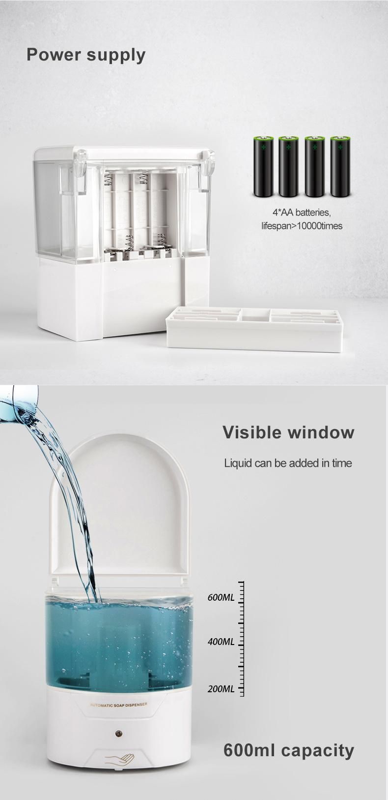 Saige 600ml Hotel Wall Mounted Plastic Automatic Sensor Hand Sanitizer Soap Dispenser