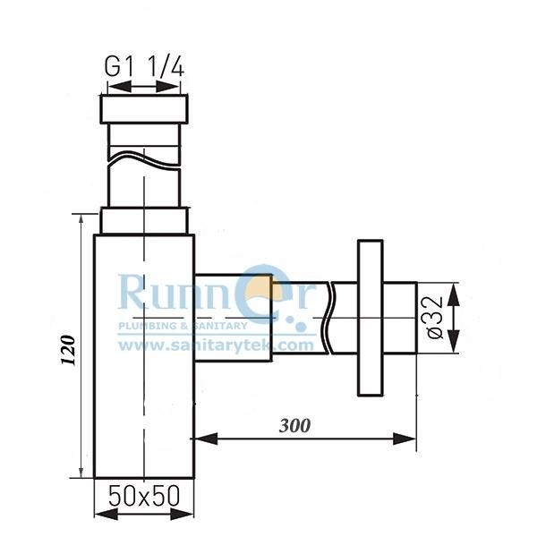 Matt Black Square 1" 1/4 Brass Bottle Trap with Pipe for Wash Basin Siphone Sifon Drain Tube Kit