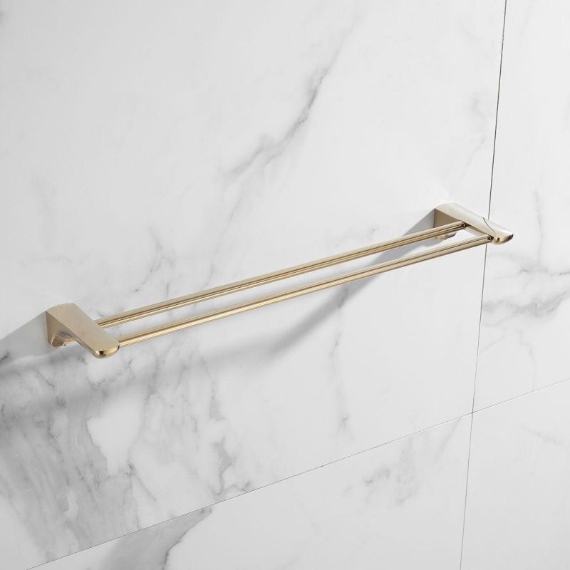 Modern Wall Mounted Towel Shelf Towel Bar for Bathroom Zinc Alloy + SS201 Double Bar