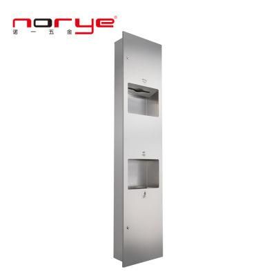 Stainless Steel Recessed Bathroom Tissue Dispenser Toilet Paper Towel Holder Dispenser with Trash Waste Bin Combinations