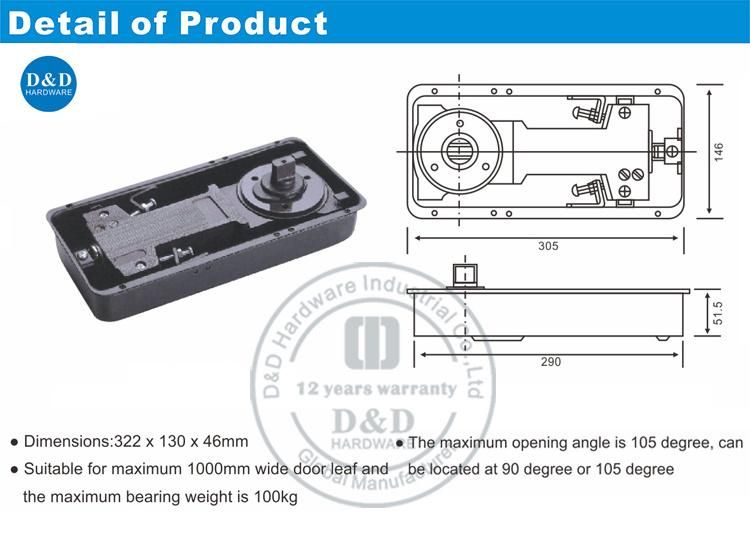 Heavy Duty Glass Door Accessories Floor Spring for Office