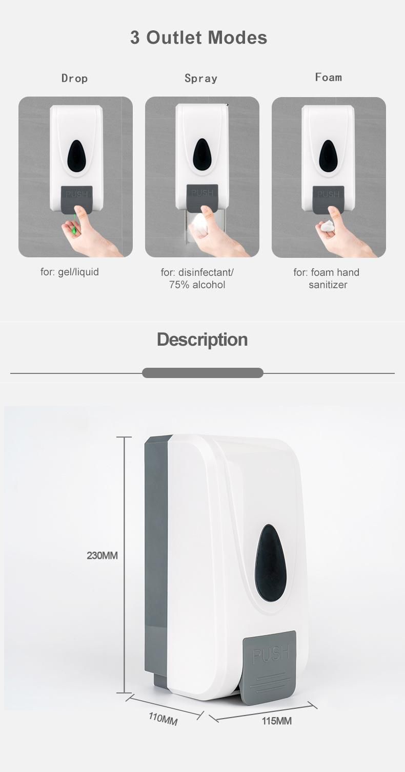 Saige 1000ml Plastic Hotel Hand Soap Dispenser Wall Manual Foam Soap Dispenser