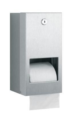 SS304 Washroom Accessories Wc Double Roll Paper Holder with Lock and Key