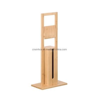 Wholesale Bamboo Wood Toilet Paper Holder Stand Toilet Roll Holder with Storage Box Bathroom Set Bathroom Accessories