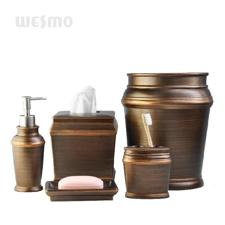 Household Polyresin Bathroom Set with Toilet Brush Holder Brush Cup