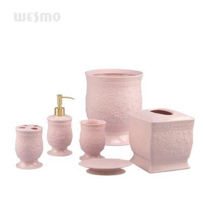 Pink Clay Porcelain Bath Set Bathroom Accessories