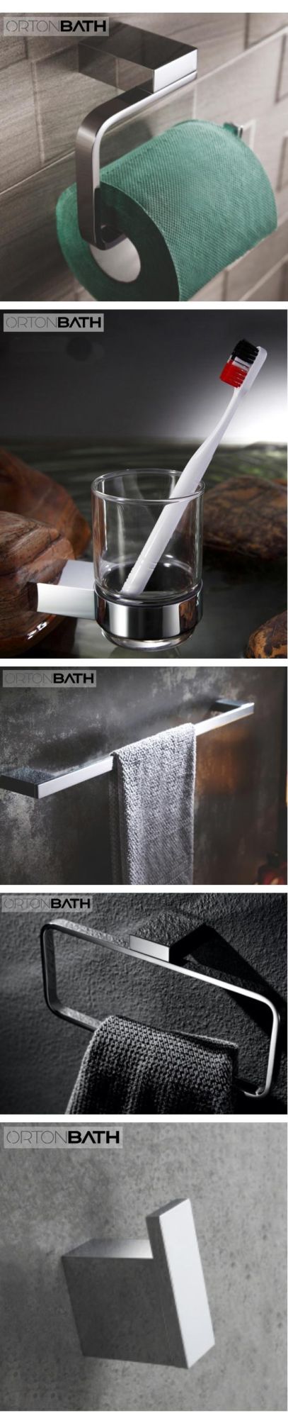 Ortonbath Bathroom Towel Bar Sets Matte Black 4-Piece Bathroom Hardware Set Stainless Steel Bath Accessories Kit